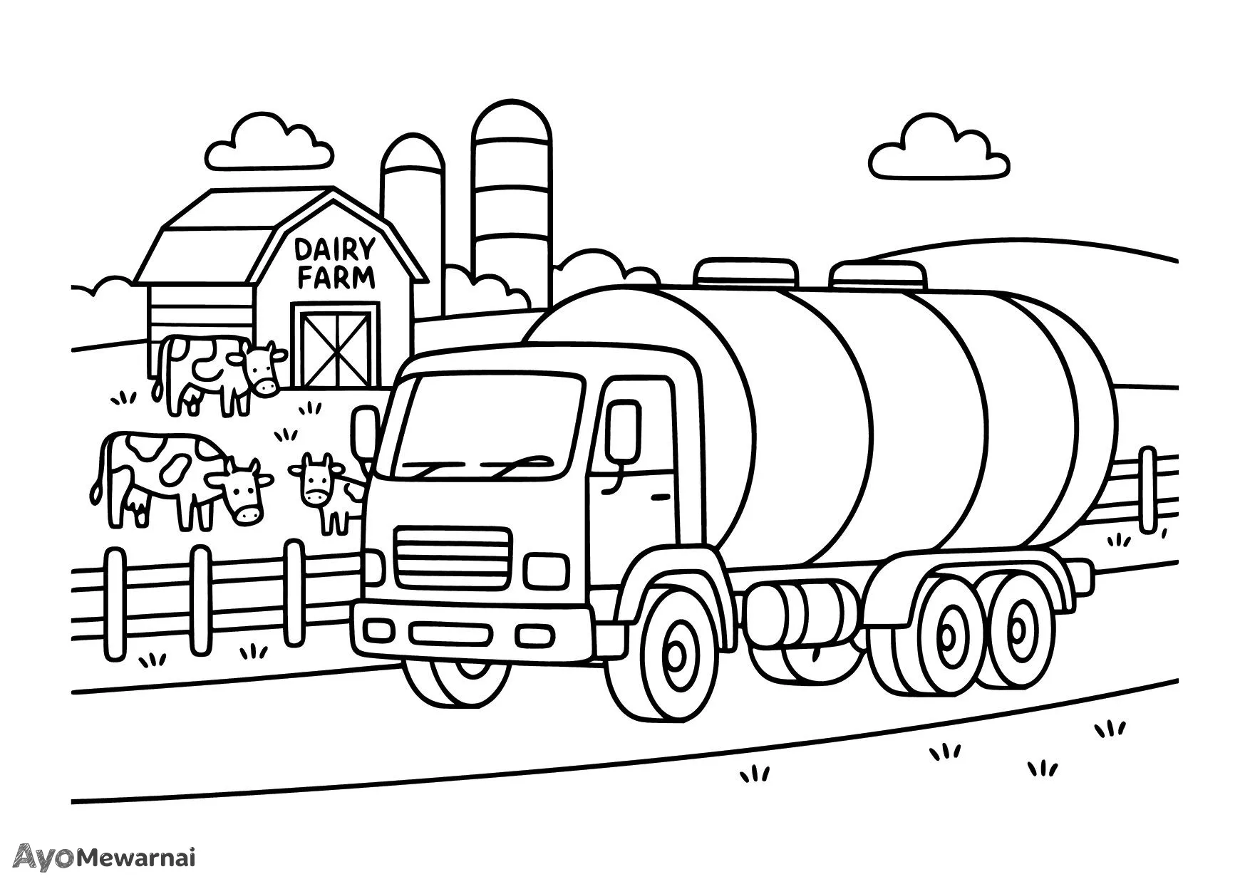 Gambar Mewarnai Truk Tangki Membawa Susu