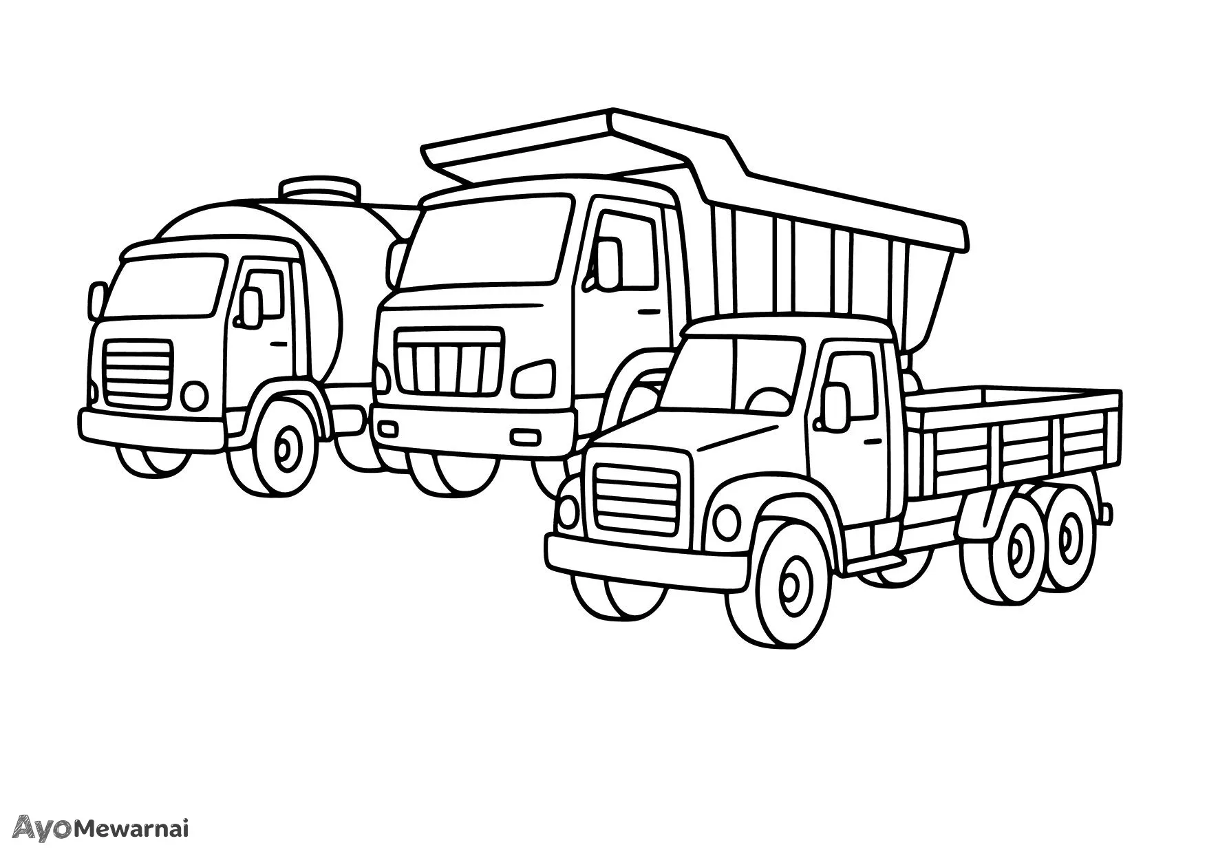 Gambar Mewarnai Truk Tangki dan Truk Lain