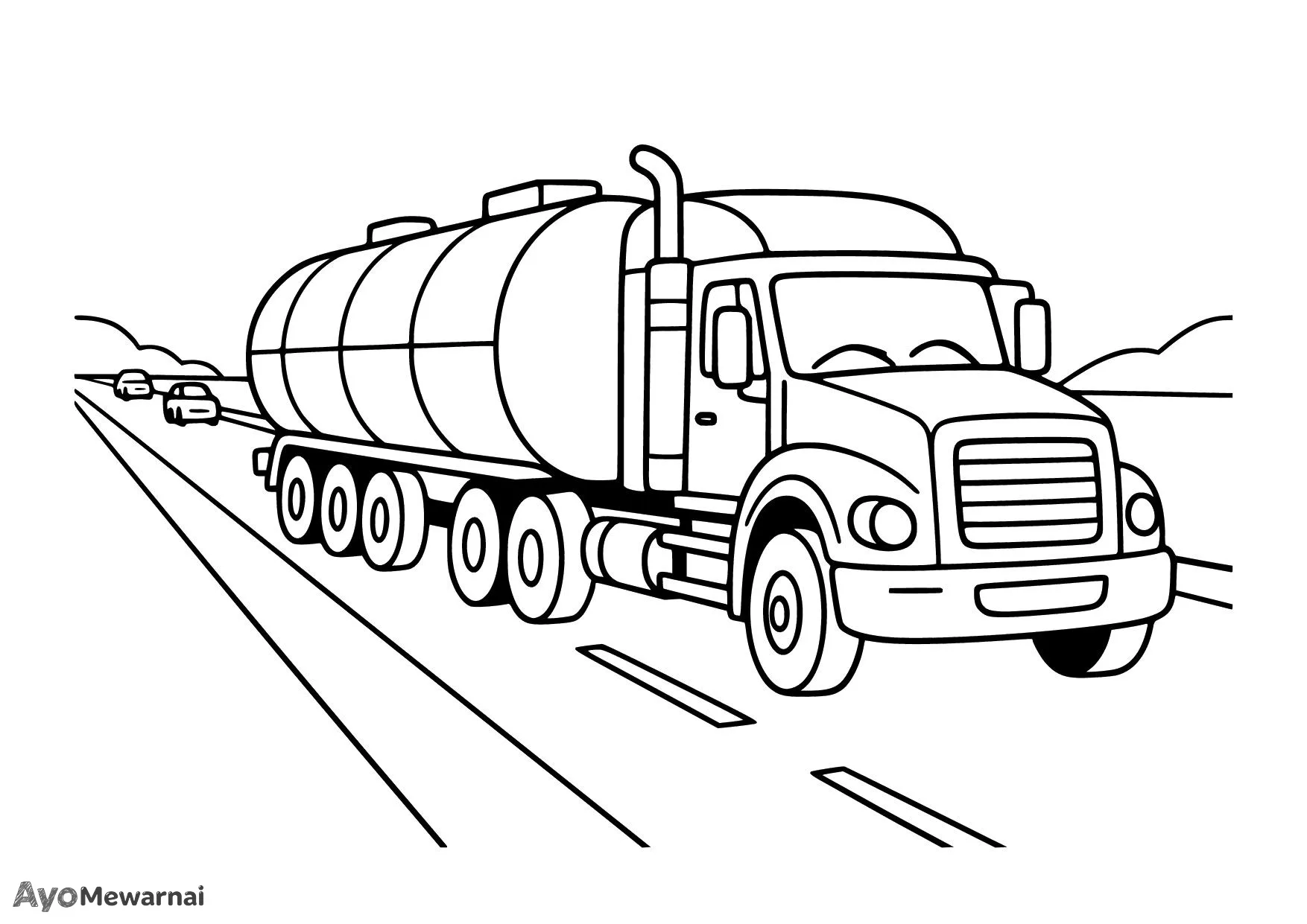 Gambar Mewarnai Truk Tangki di Jalan Tol