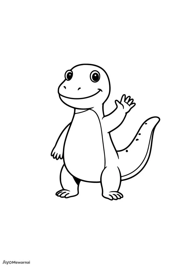 Gambar Mewarnai Anak Komodo Ceria