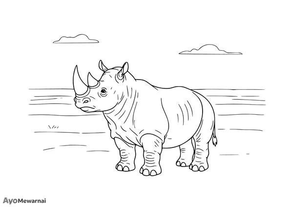 Gambar Mewarnai Badak Melihat ke Jauh