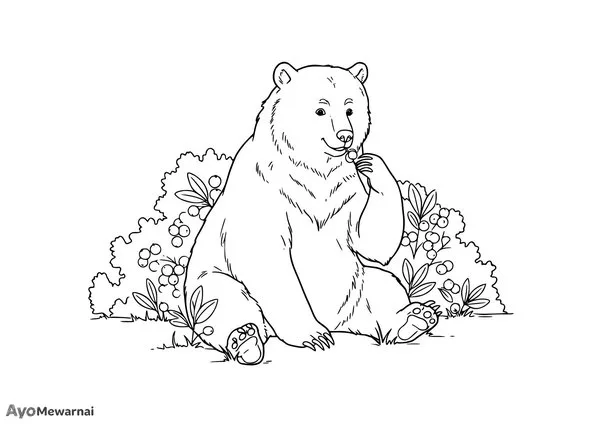 Gambar Mewarnai Beruang Makan Buah