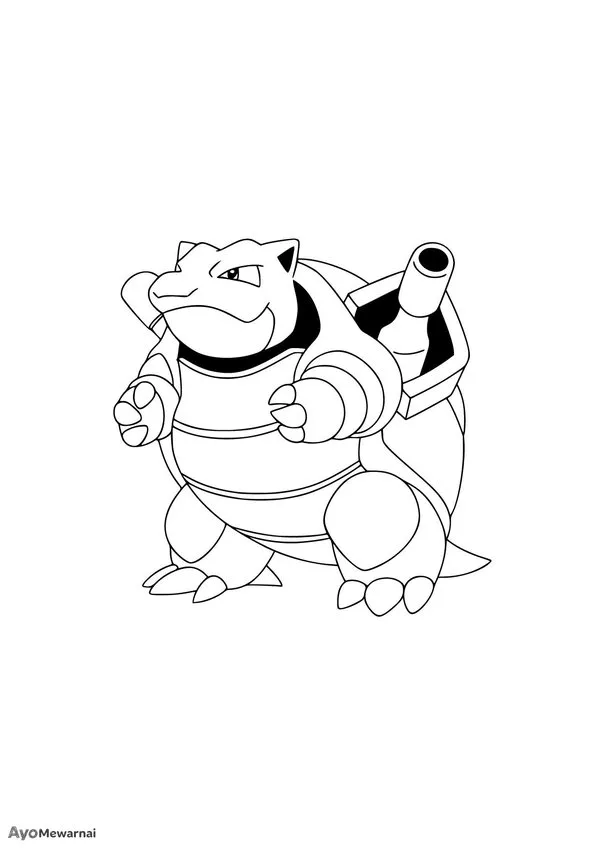 Gambar Mewarnai Blastoise Evolusi Akhir Squirtle
