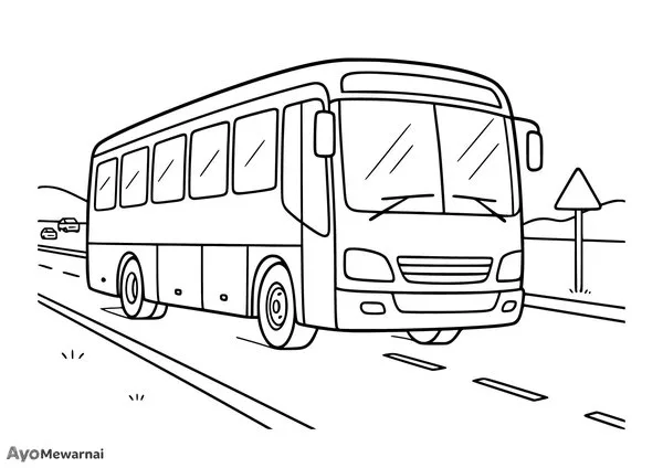 Gambar Mewarnai Bus di Jalan Tol