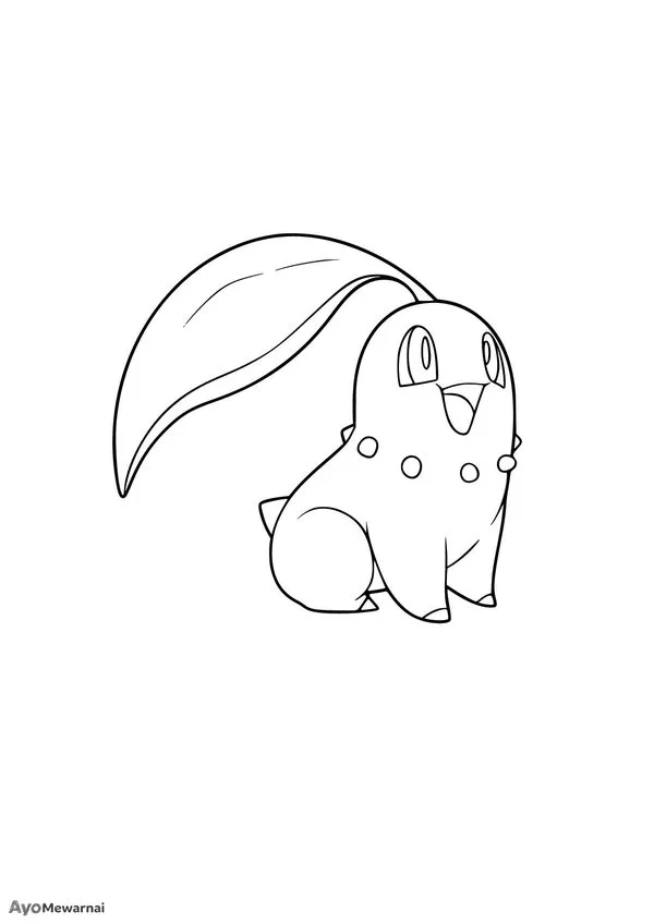 Gambar Mewarnai Chikorita Pokémon Tipe Rumput