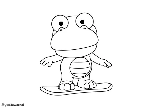 Gambar Mewarnai Crong Naik Papan Luncur