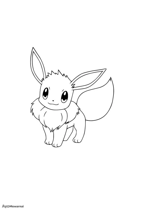 Gambar Mewarnai Eevee, Sang Pokémon Lucu
