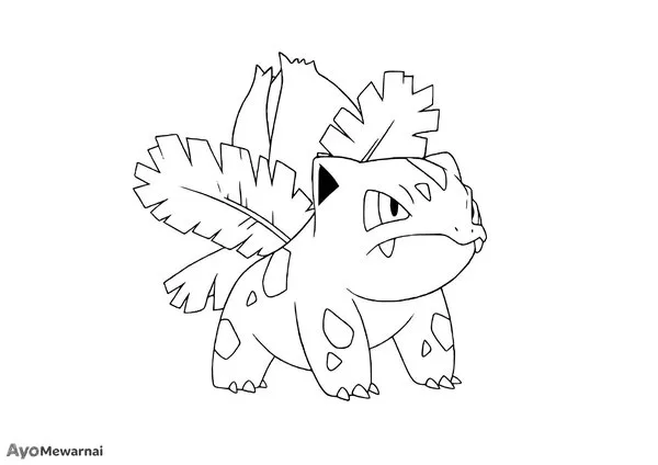 Gambar Mewarnai Ivysaur Evolusi dari Bulbasaur