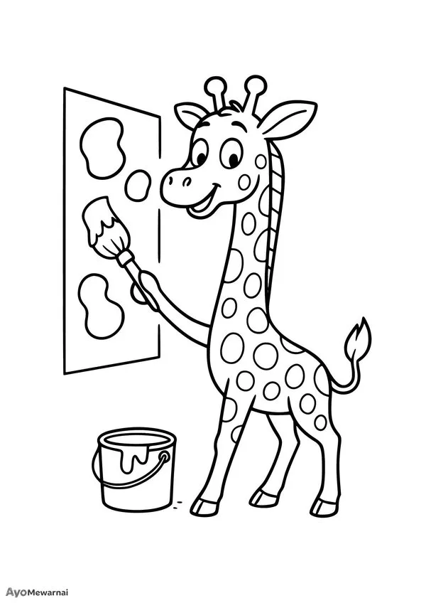 Gambar Mewarnai Jerapah Melukis