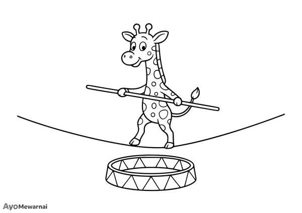 Gambar Mewarnai Jerapah di Sirkus