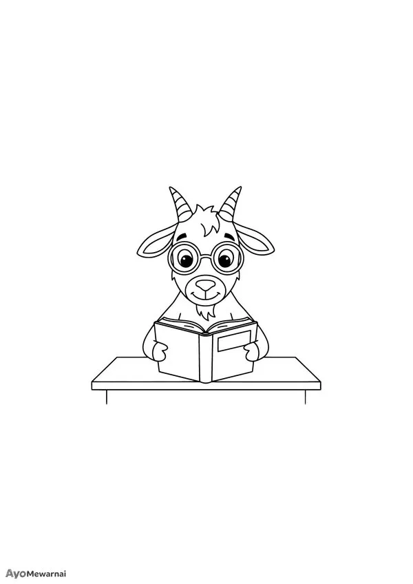 Gambar Mewarnai Kambing Pustakawan