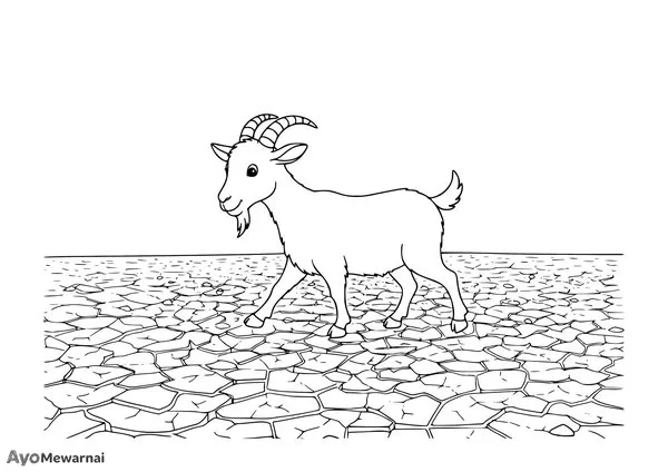 Gambar Mewarnai Kambing di Padang Gersang