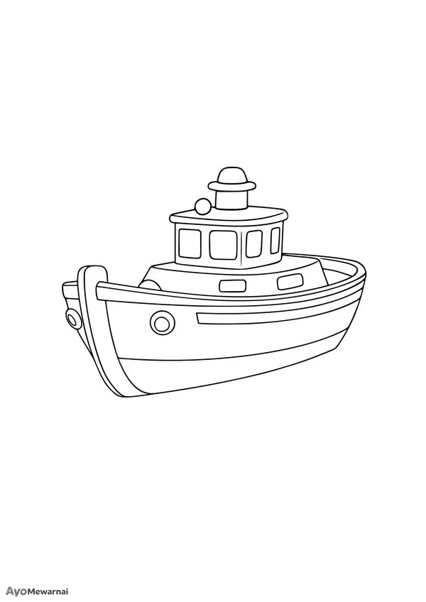 Gambar Mewarnai Kapal Tugboat Kecil