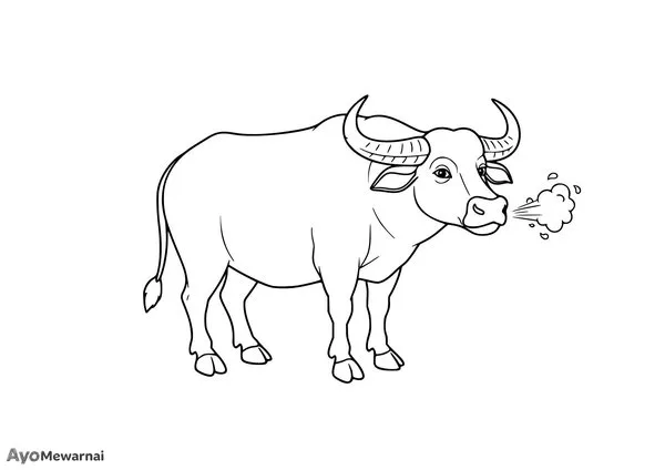 Gambar Mewarnai Kerbau Menghela Napas