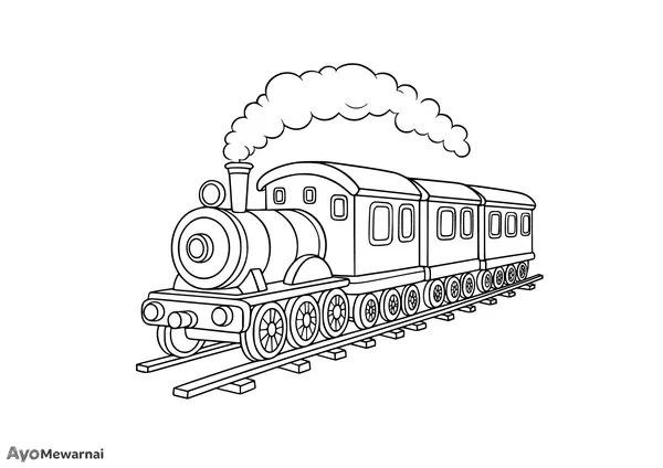 Gambar Mewarnai Kereta Api Uap Klasik