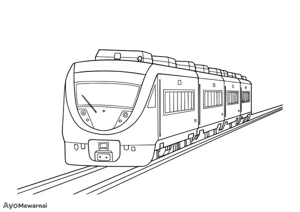 Gambar Mewarnai Kereta Komuter Modern