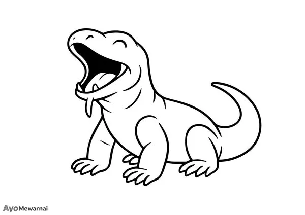 Gambar Mewarnai Komodo Membuka Mulut