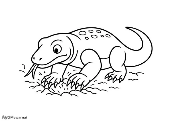 Gambar Mewarnai Komodo Menggali