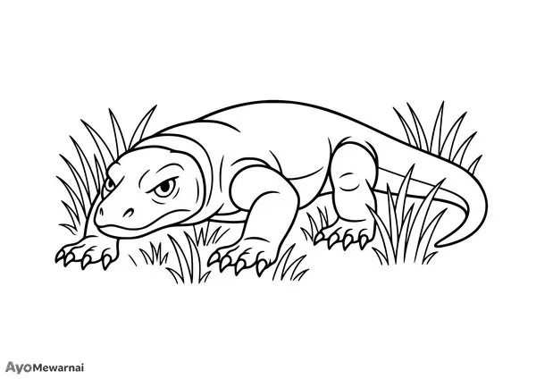 Gambar Mewarnai Komodo Mengintai Mangsa