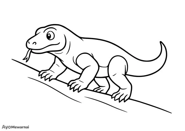 Gambar Mewarnai Komodo Naik Bukit