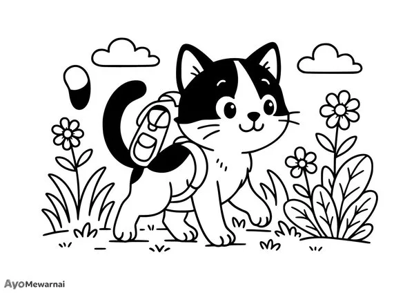 Gambar Mewarnai Kucing Penjelajah