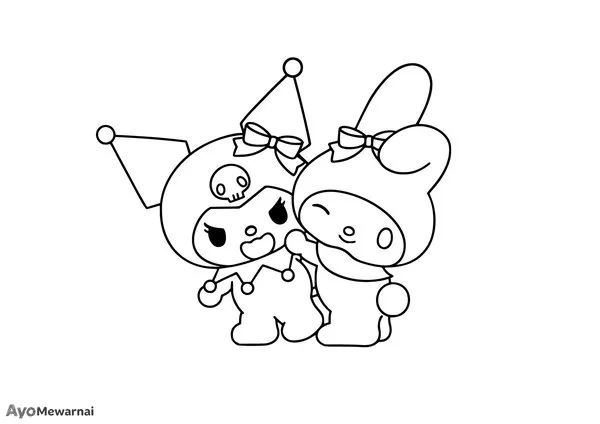 Gambar Mewarnai Kuromi dan My Melody