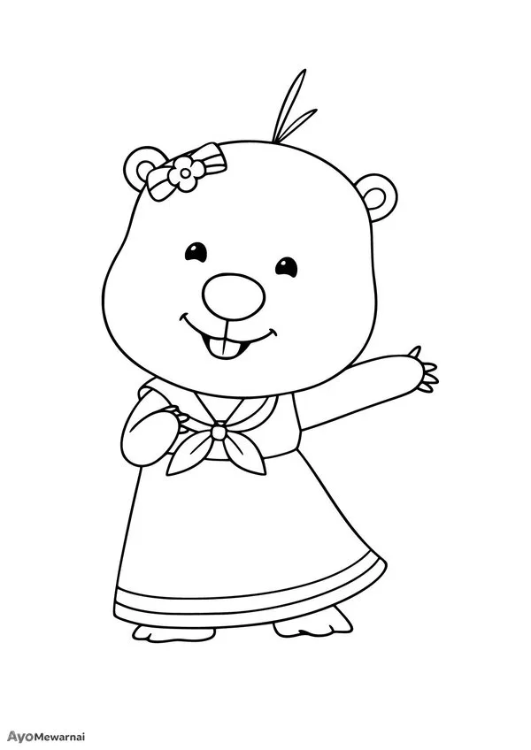 Gambar Mewarnai Loopy yang Ceria