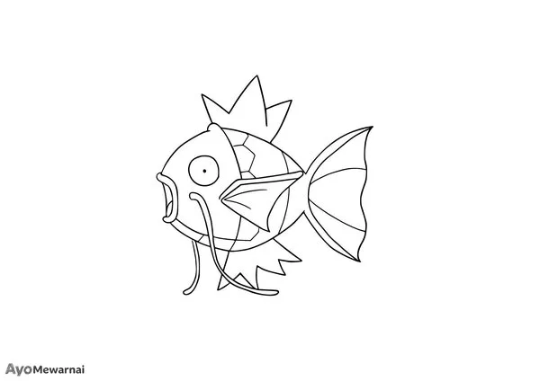 Gambar Mewarnai Magikarp, Pokémon Ikan Jinak