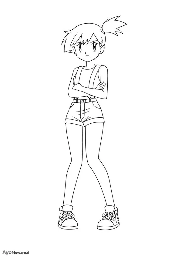 Gambar Mewarnai Misty dari Anime Pokémon