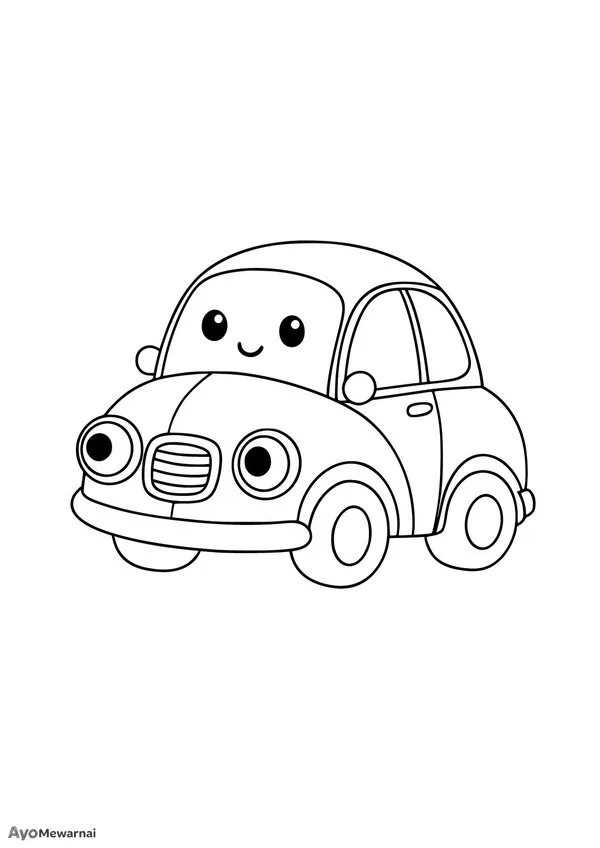 Gambar Mewarnai Mobil Kodok Imut