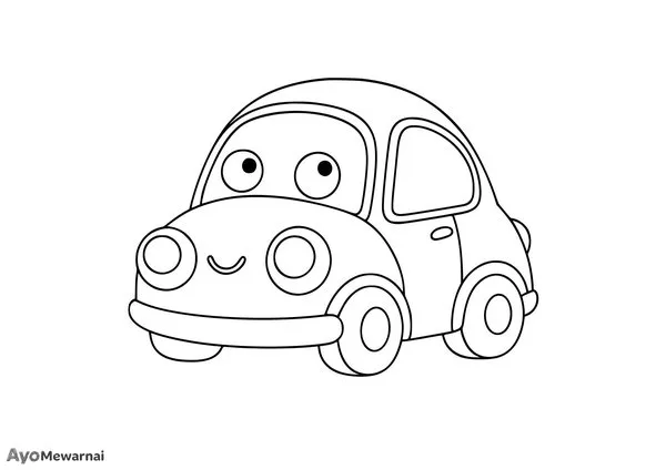 Gambar Mewarnai Mobil Mungil yang Imut