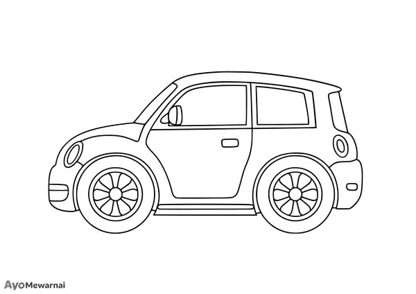 Gambar Mewarnai Mobil dengan Roda Besar