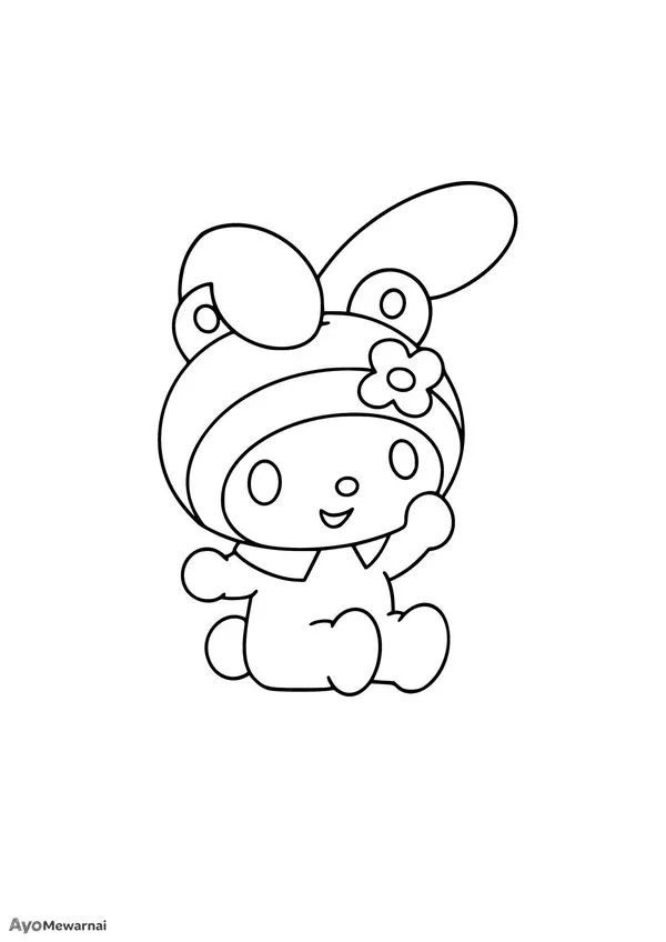 Gambar Mewarnai My Melody Duduk