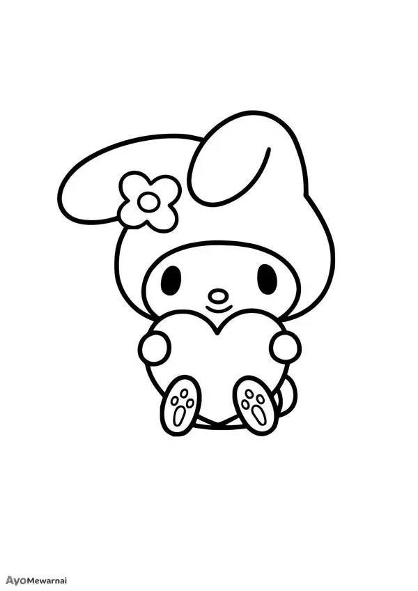 Gambar Mewarnai My Melody Memegang Hati