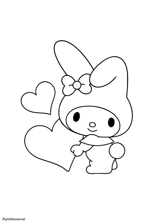 Gambar Mewarnai My Melody Memeluk Hati