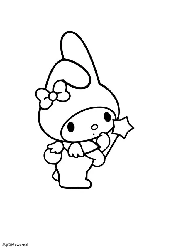 Gambar Mewarnai My Melody Menjadi Penyihir Lucu