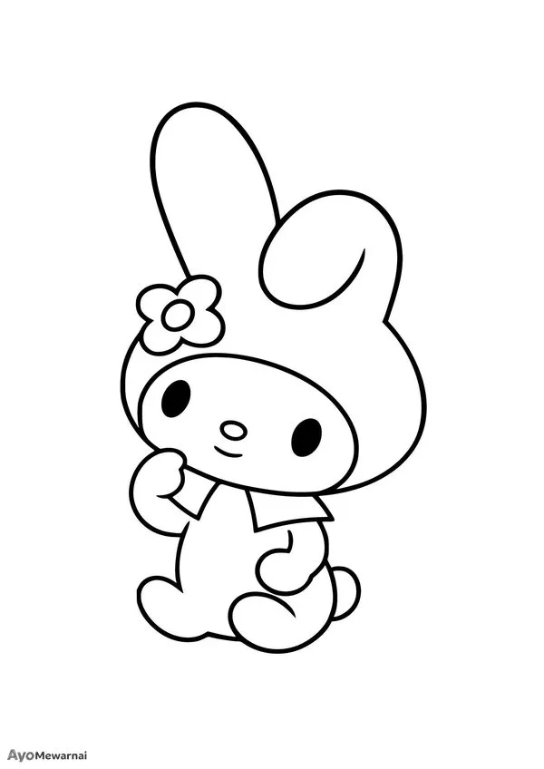 Gambar Mewarnai My Melody Sedang Berfikir