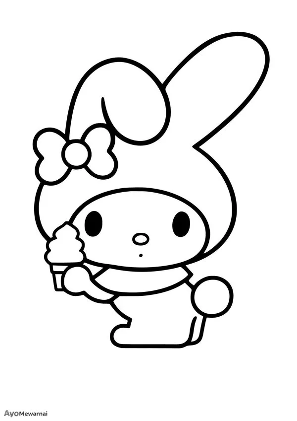 Gambar Mewarnai My Melody dan Es Krim