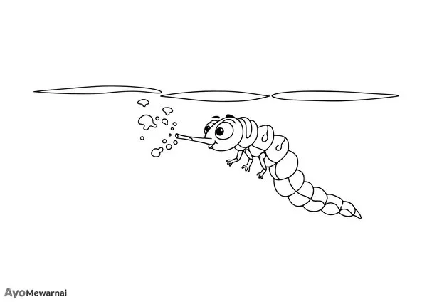 Gambar Mewarnai Nyamuk Larva di Air
