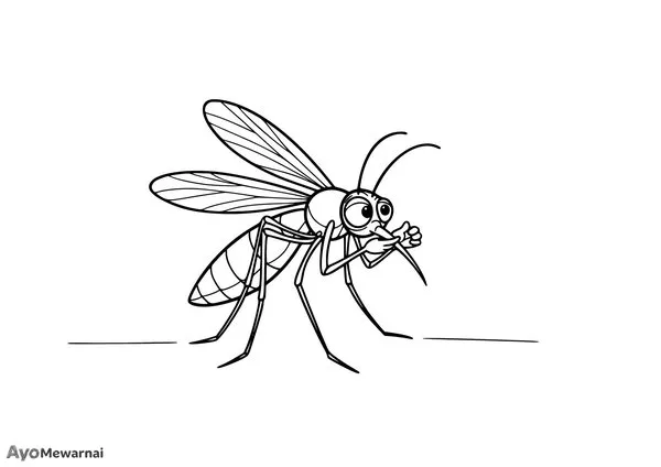Gambar Mewarnai Nyamuk Membersihkan Diri