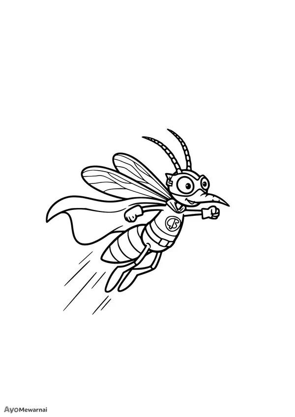 Gambar Mewarnai Nyamuk Pahlawan Super