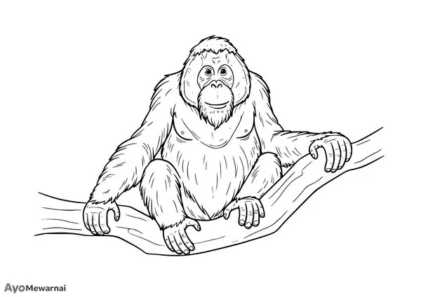 Gambar Mewarnai Orangutan Jantan Dewasa