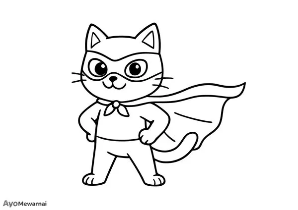 Gambar Mewarnai Pahlawan Kucing