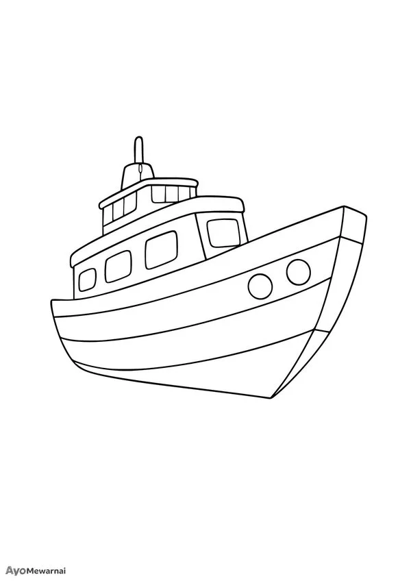 Gambar Mewarnai Perahu Nelayan Klasik