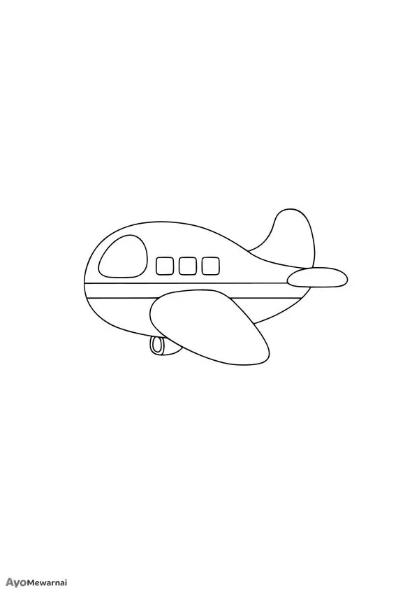 Gambar Mewarnai Pesawat Kartun Gembul