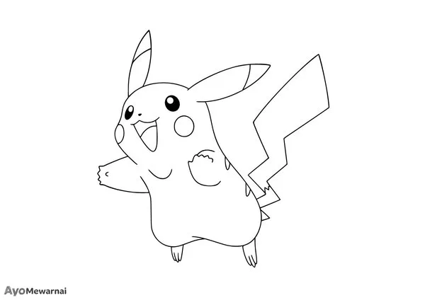 Gambar Mewarnai Pikachu Pokémon Tikus Listrik