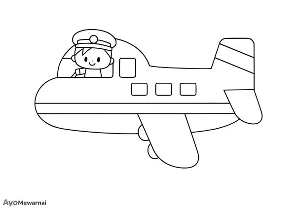 Gambar Mewarnai Pilot Naik Pesawat