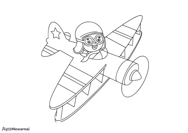 Gambar Mewarnai Pilot di Pesawat