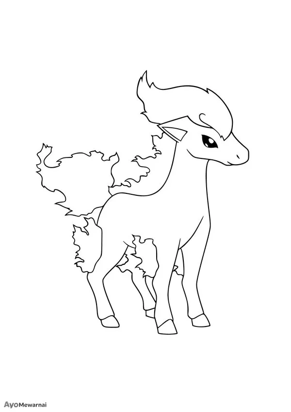 Gambar Mewarnai Ponyta Pokémon Kuda Api