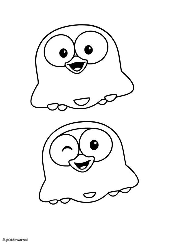 Gambar Mewarnai Popo dan Pipi Yang Lucu